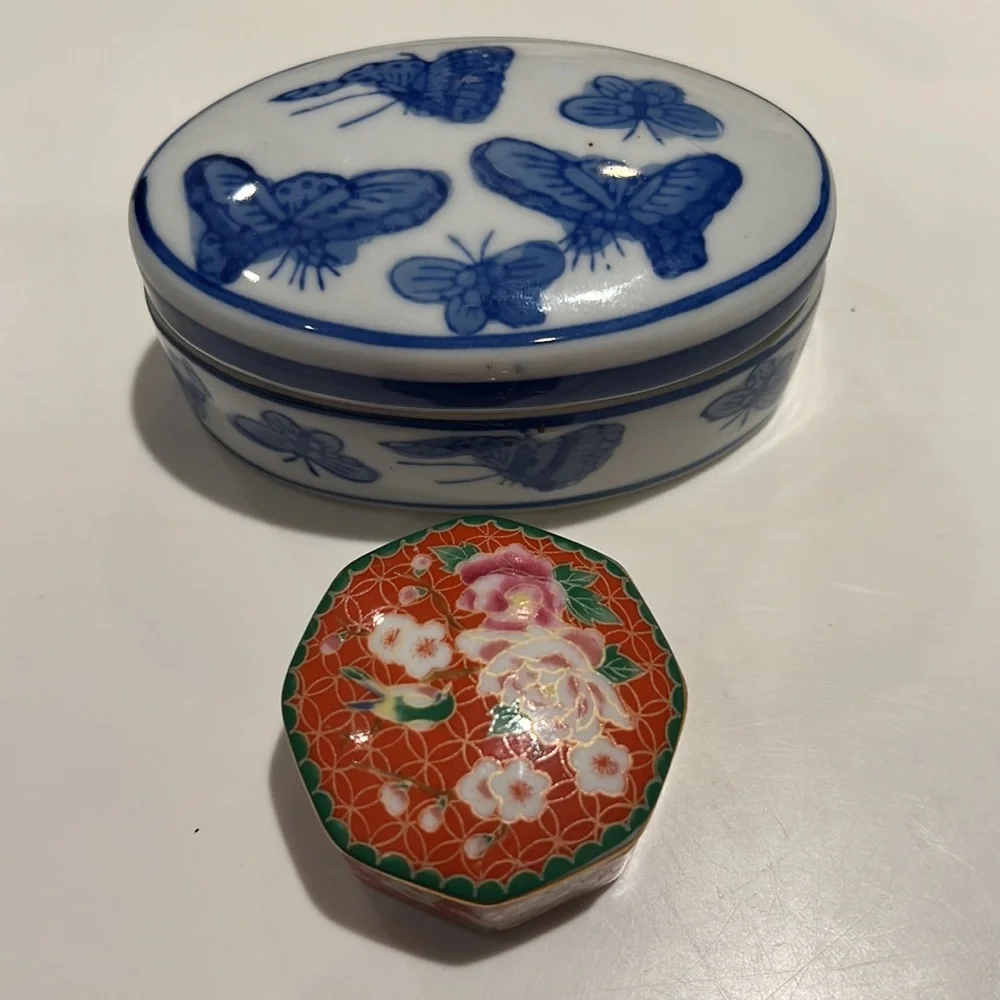 TWO porcelains trinket containers